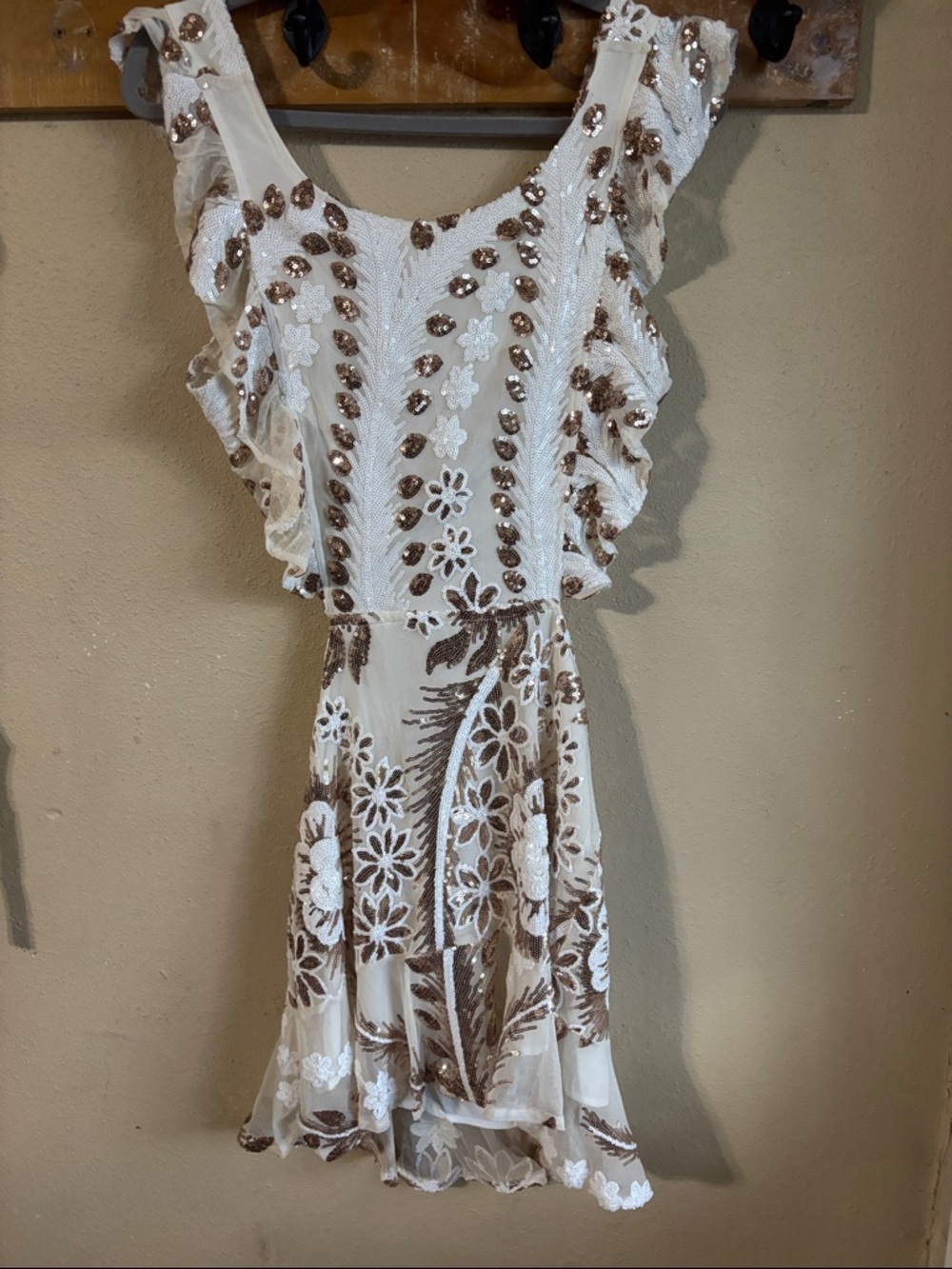 White Crochet Lace Ruffle Mini Dress - Picture 4 of 8